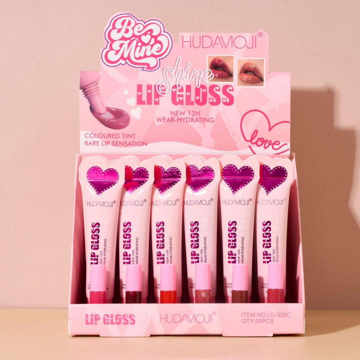 Hudamoji Heart-Top Squeeze Lip Gloss & Tint – Hydrating Juicy Lip Gloss